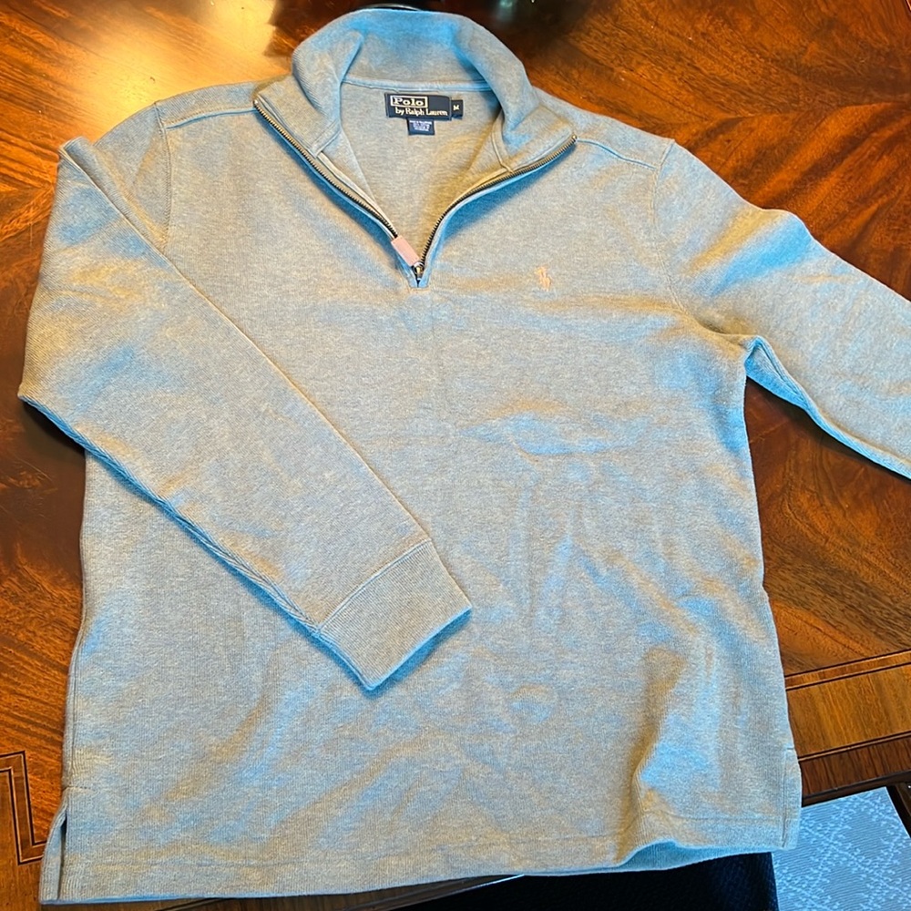Men’s Ralph Lauren French rib pullover half zip size medium M green
